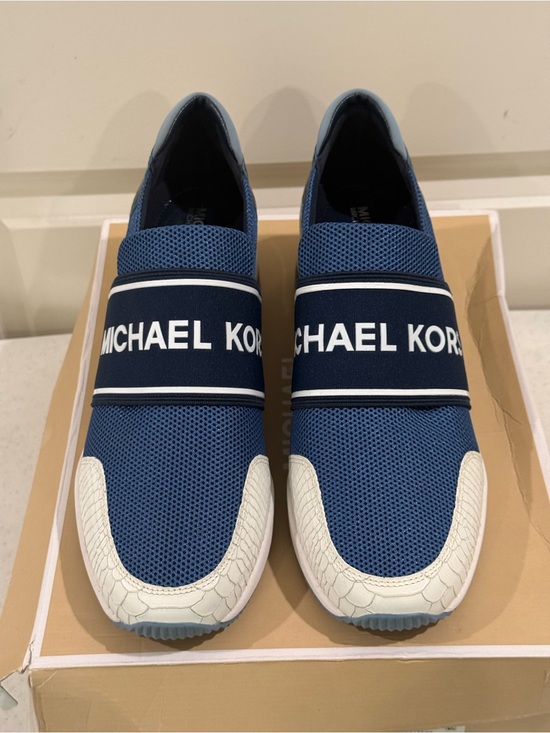 NEW Michael Kors Vintage Blue Felix Trainer Mesh Platform Sneakers ~ Size 10